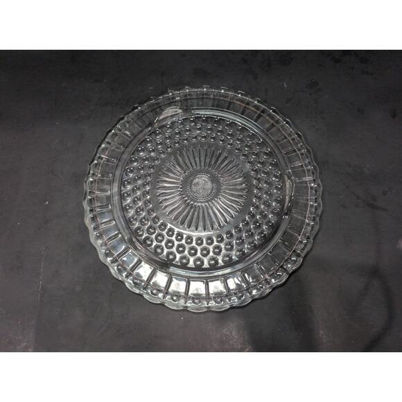 Federal Glass Cake Stand Sunflower Bubble, Tri-Footed Cake Plate, Cake Platter - Picture 3 of 8